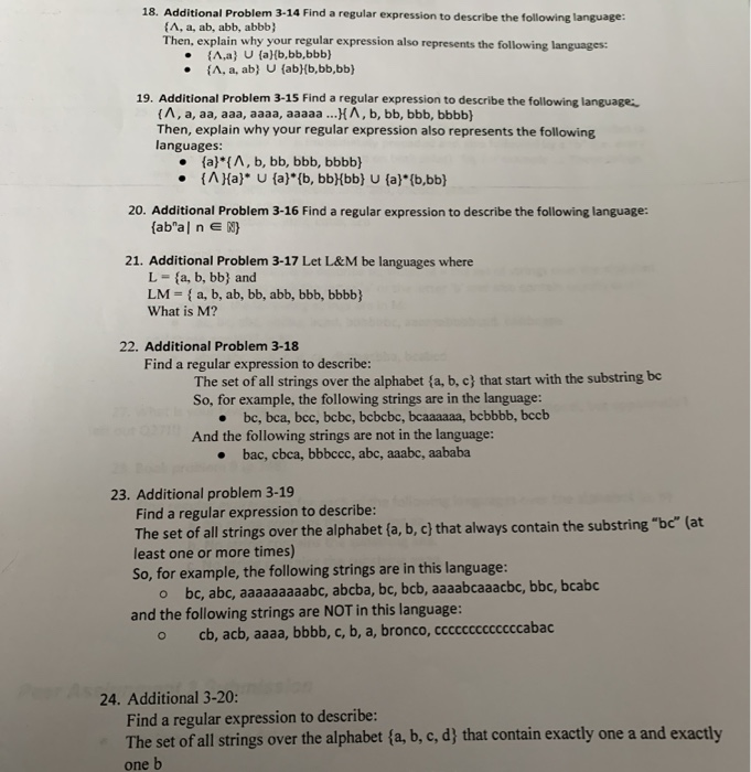 Solved 18. Additional Problem 3-14 Find a regular expression | Chegg.com