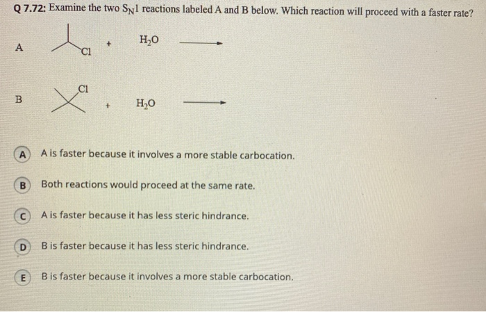 Solved Q 7.72: Examine The Two Snl Reactions Labeled A And B | Chegg.com