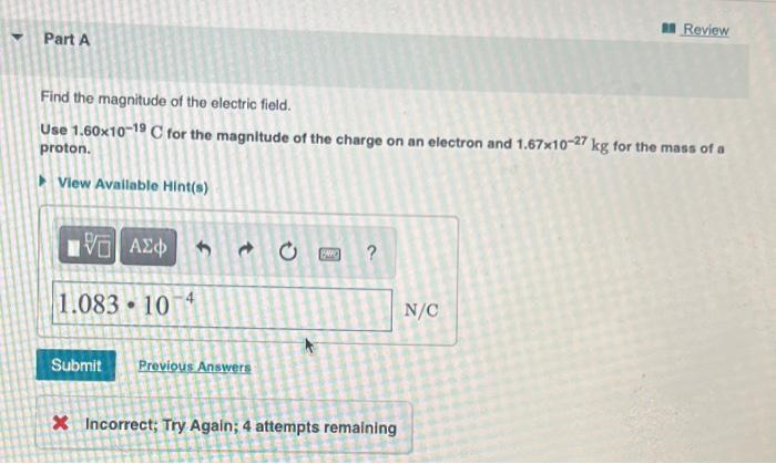 Solved A uniform electric field exists in the region between | Chegg.com