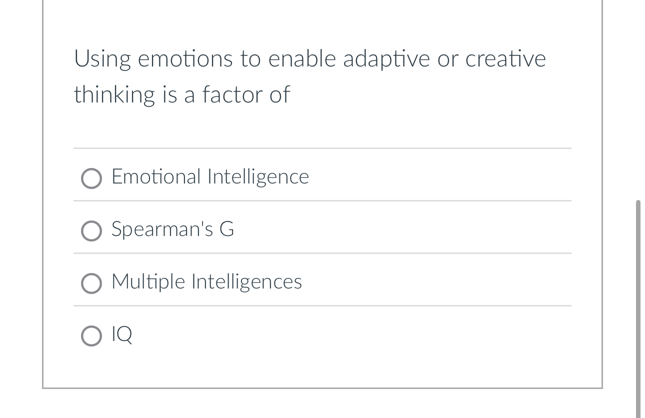 Solved Using emotions to enable adaptive or creativethinking | Chegg.com
