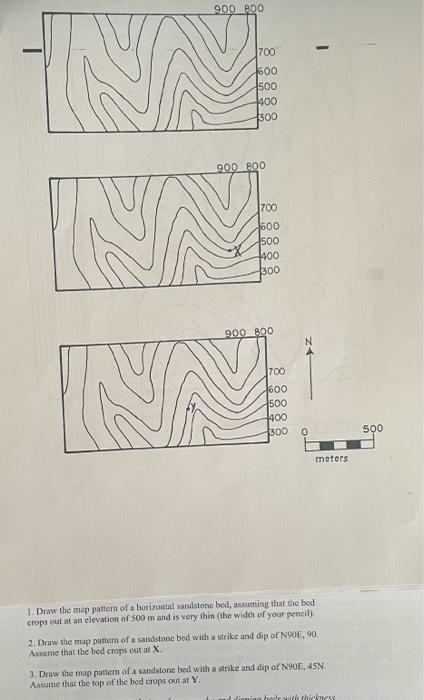 Solved 1. Draw the map pattern of a horizoatal sandstone | Chegg.com