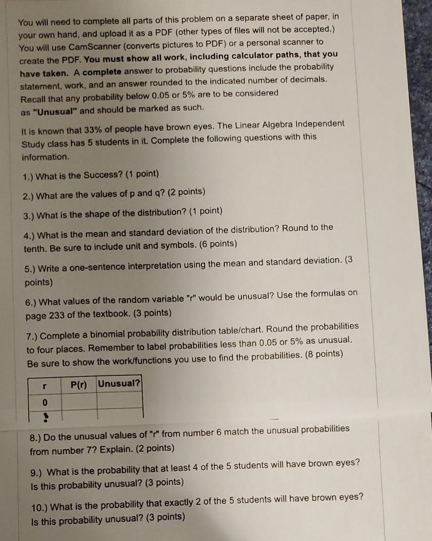 Solved You will need to complete all parts of this problem | Chegg.com