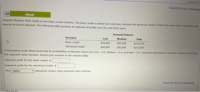 Solved Questions of Check My Work (1 remaining eBook Edwards | Chegg.com