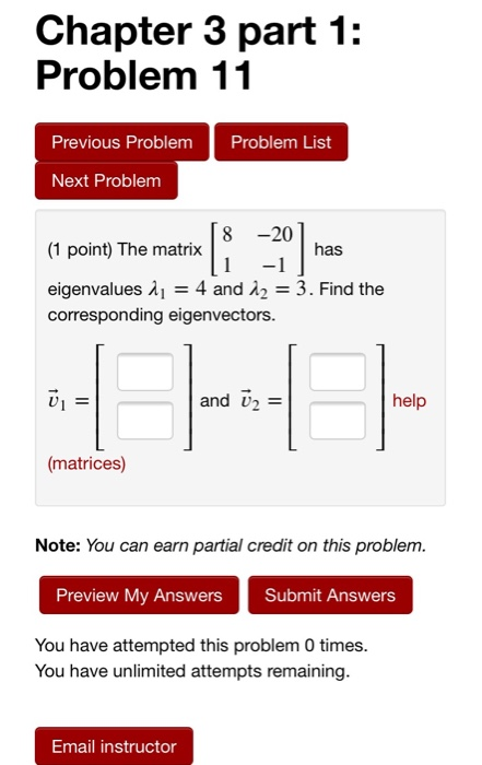 Solved Chapter 3 part 1: Problem 11 Previous Problem Problem | Chegg.com