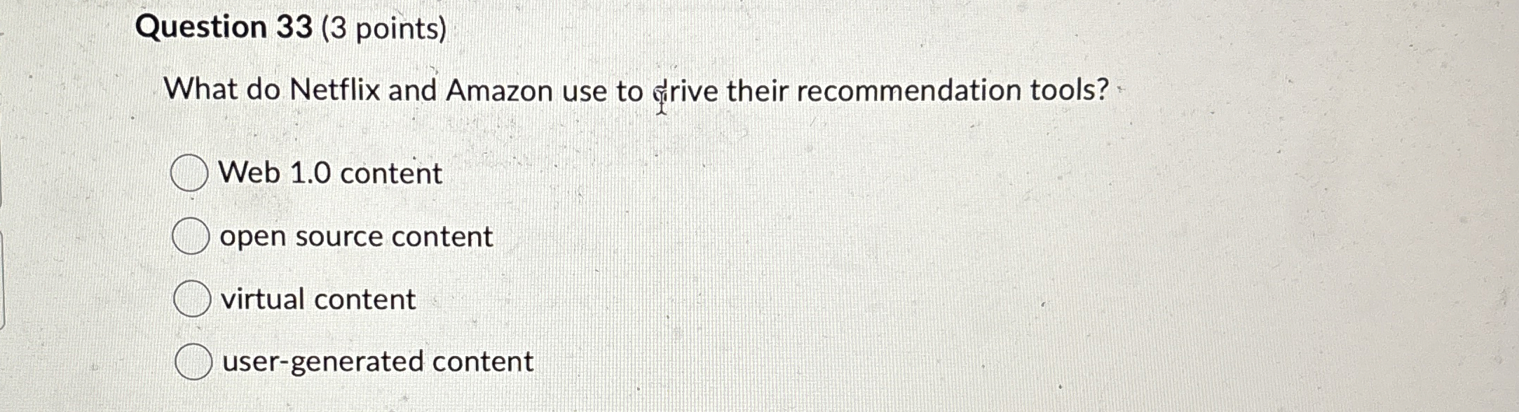 Solved Question 33 (3 ﻿points)What do Netflix and Amazon use