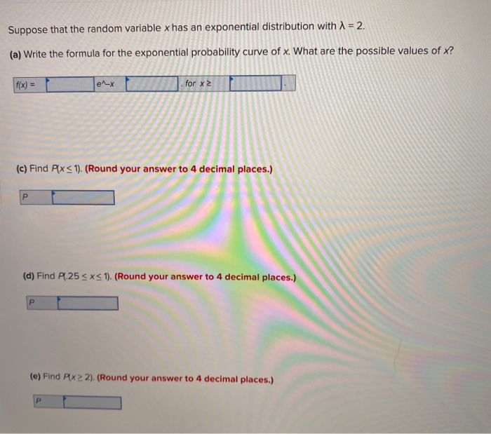 Solved Suppose That The Random Variable X Has An Exponential | Chegg.com