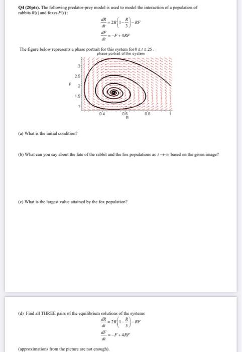 Solved 04 (20pts). The Following Predator-prey Model Is Used | Chegg.com