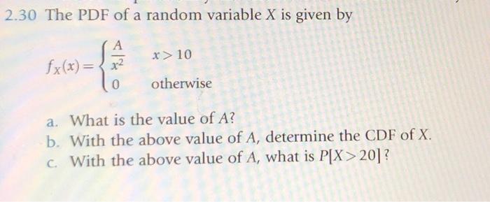 Solved 2.30 The PDF of a random variable X is given by | Chegg.com