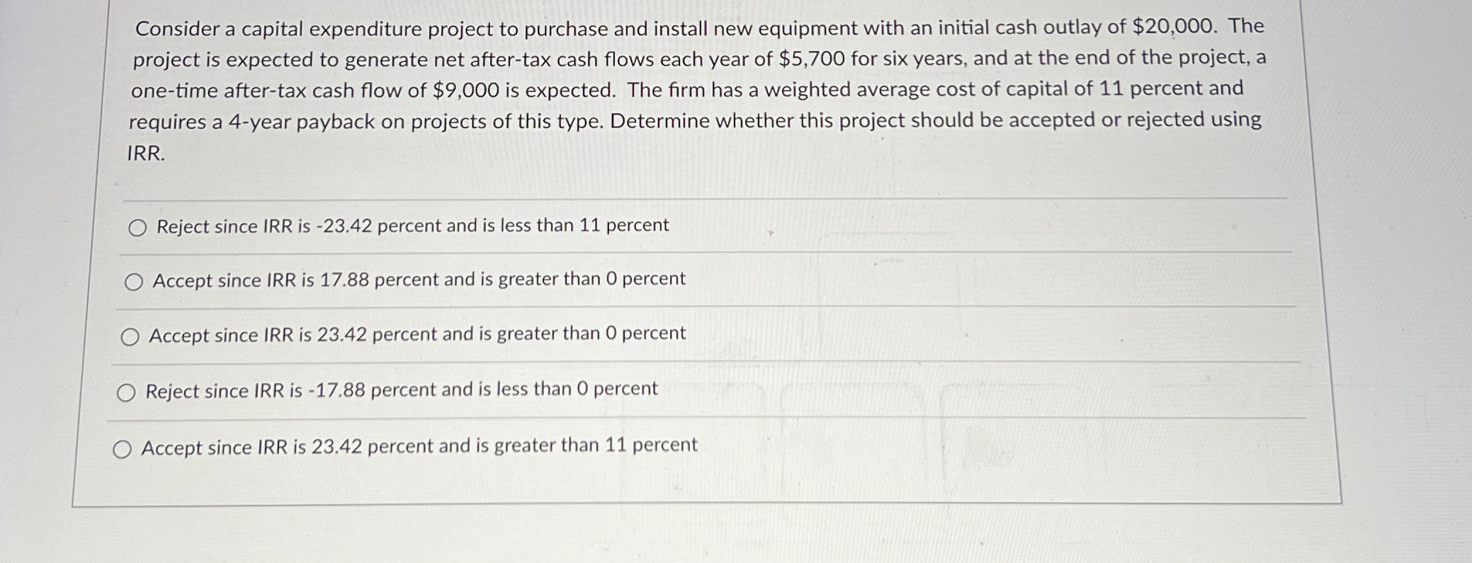 Solved Consider a capital expenditure project to purchase | Chegg.com