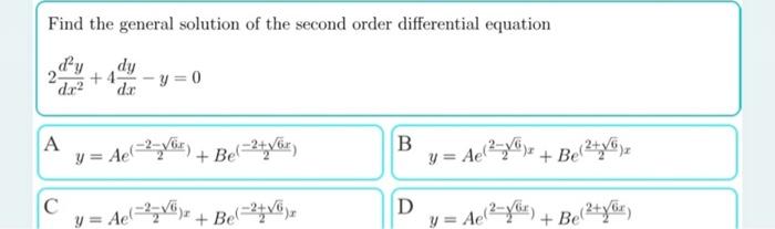 Solved Find the general solution of the second order | Chegg.com