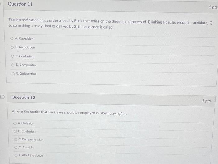 Solved Question 11 1 pts The intensification process | Chegg.com