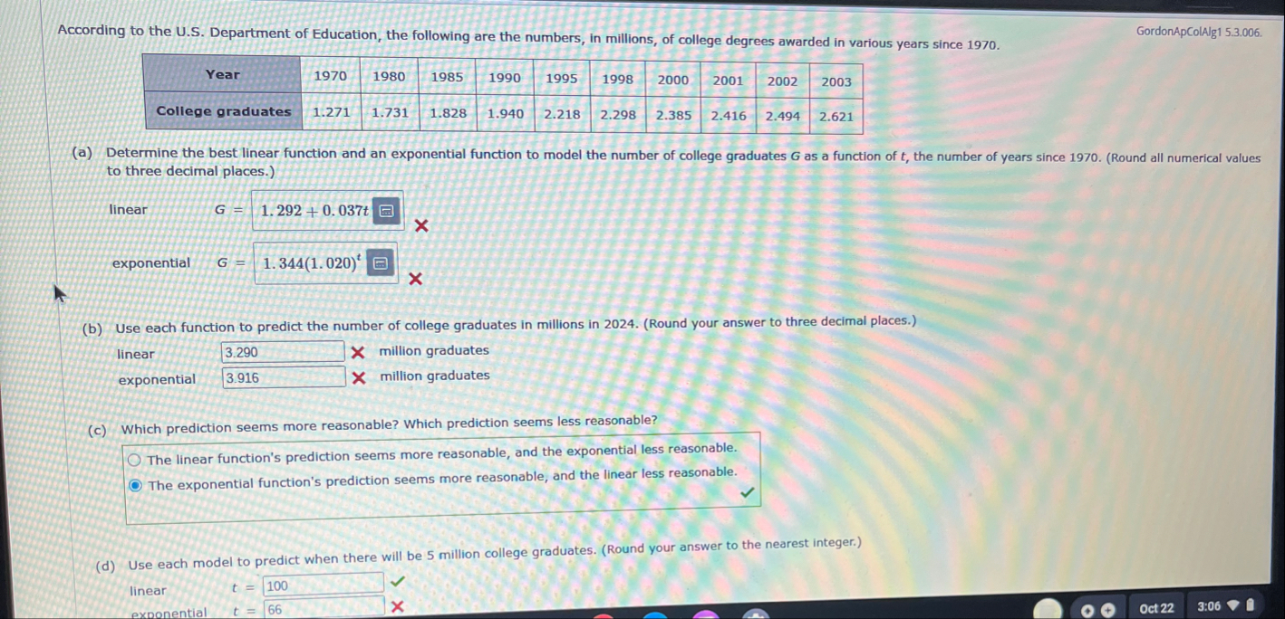 Solved GordonApColAlg1 5.3.006.According to the U.S. | Chegg.com