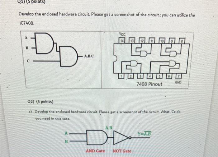 Solved Develop the enclosed hardware circuit. Please get a | Chegg.com