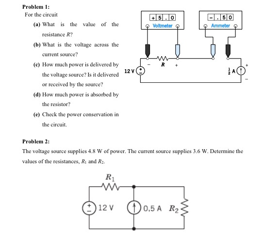 Solved +5.1 Voltmeter 1.50 Ammeter Problem 1 For the