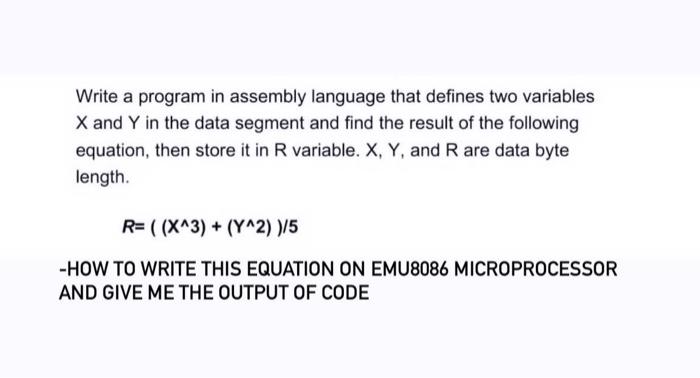 Solved Write a program in assembly language that defines two | Chegg.com