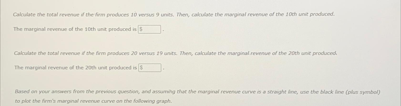 Solved Calculate the total revenue if the firm produces 10 | Chegg.com