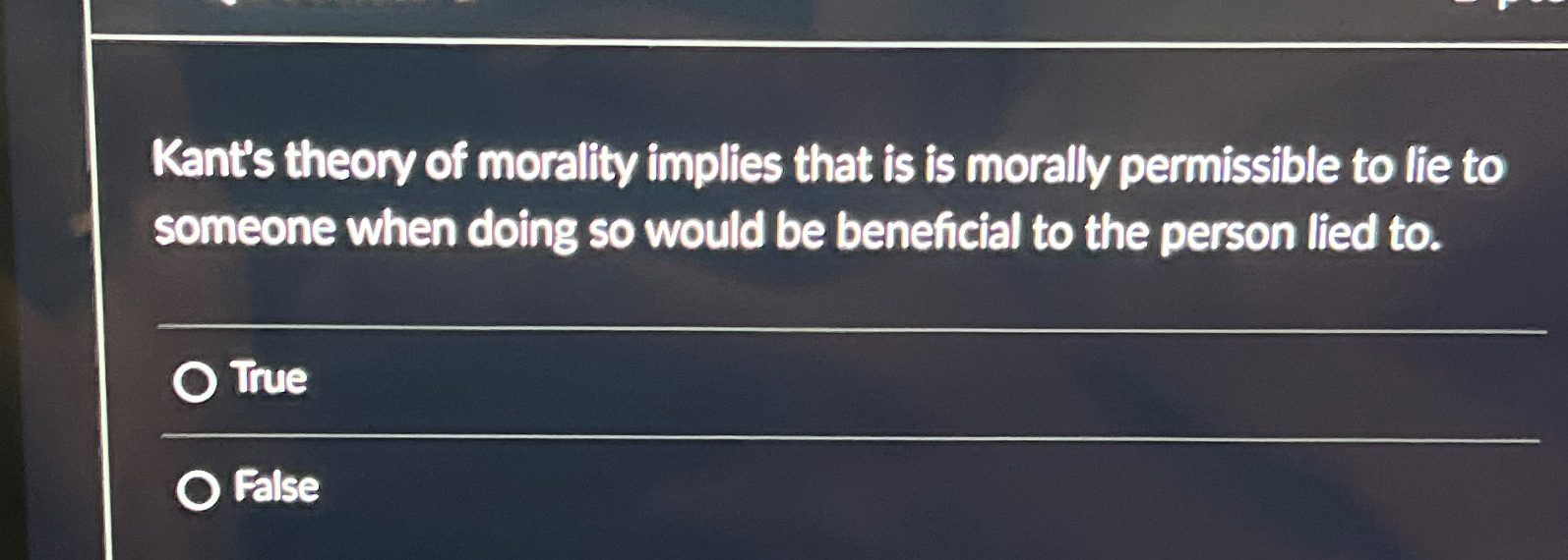 Solved Kant's theory of morality implies that is is morally | Chegg.com