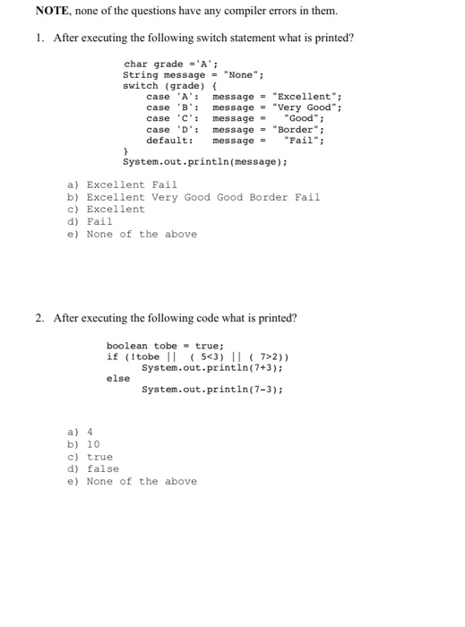 Solved NOTE, none of the questions have any compiler errors | Chegg.com