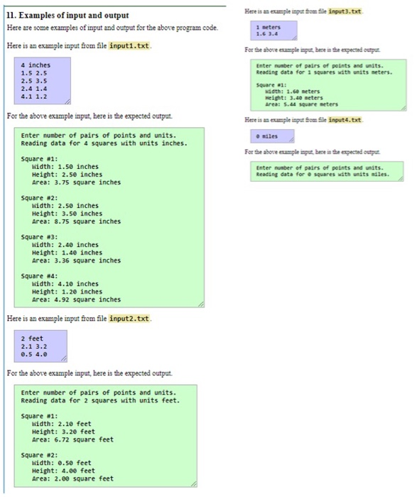 Solved These are examples of possible outputs based on these | Chegg.com
