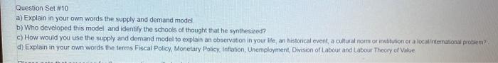 Solved Question Set #10 a) Explain in your own words the | Chegg.com