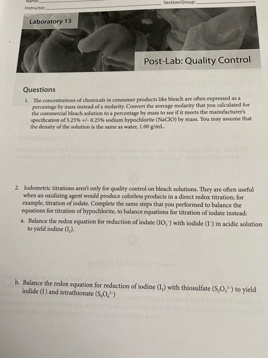 Date Name Instructor Section/Group Laboratory 13