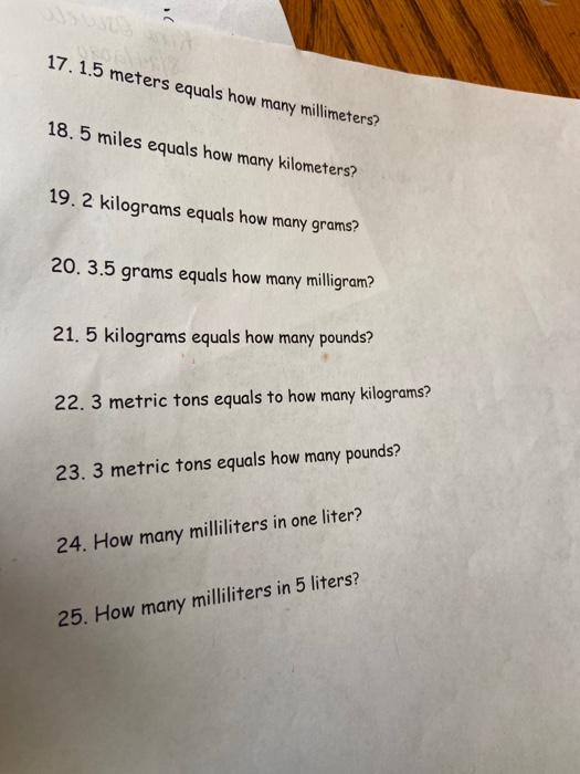 Solved 17 1 5 Meters Equals How Many Millimeters 18 5 Miles Chegg