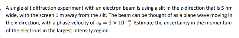 Solved A single-slit diffraction experiment with an | Chegg.com