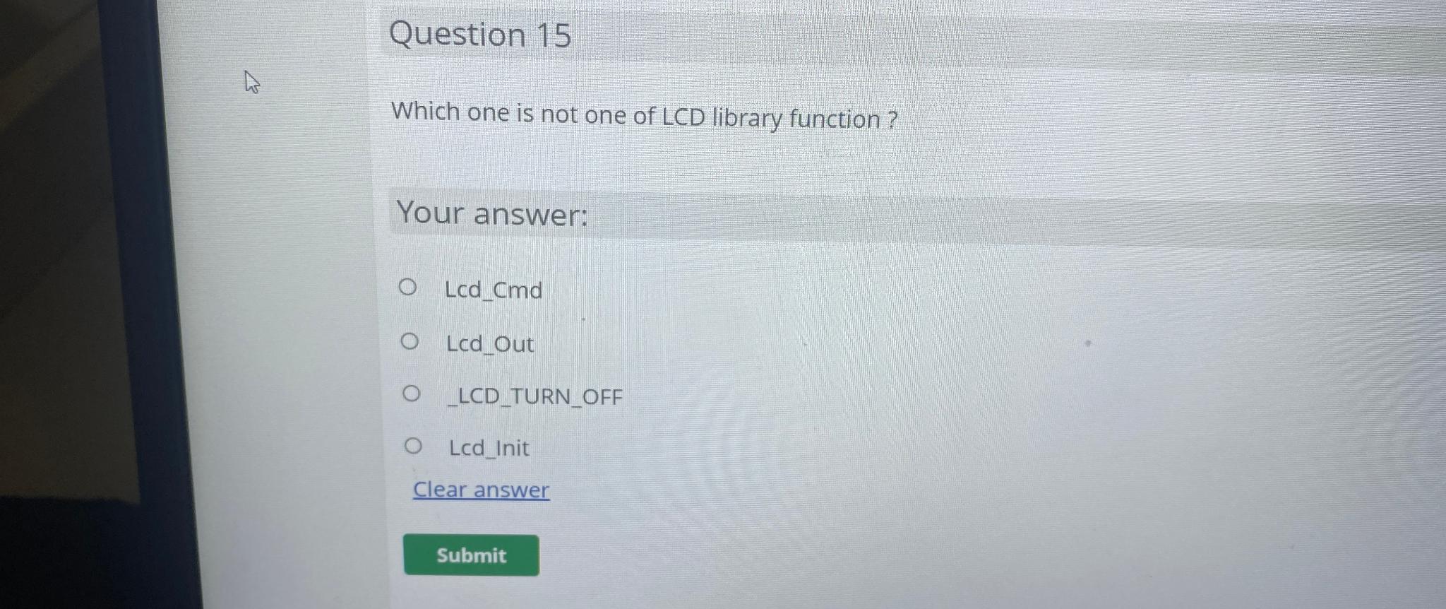 Question 15Which one is not one of LCD library | Chegg.com