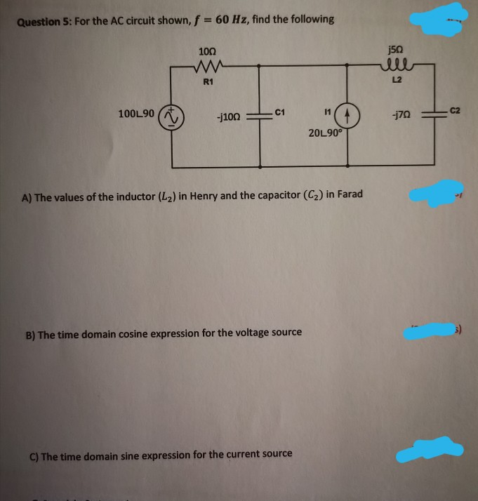 Solved For the following circuit, V, is an AC voltage source | Chegg.com