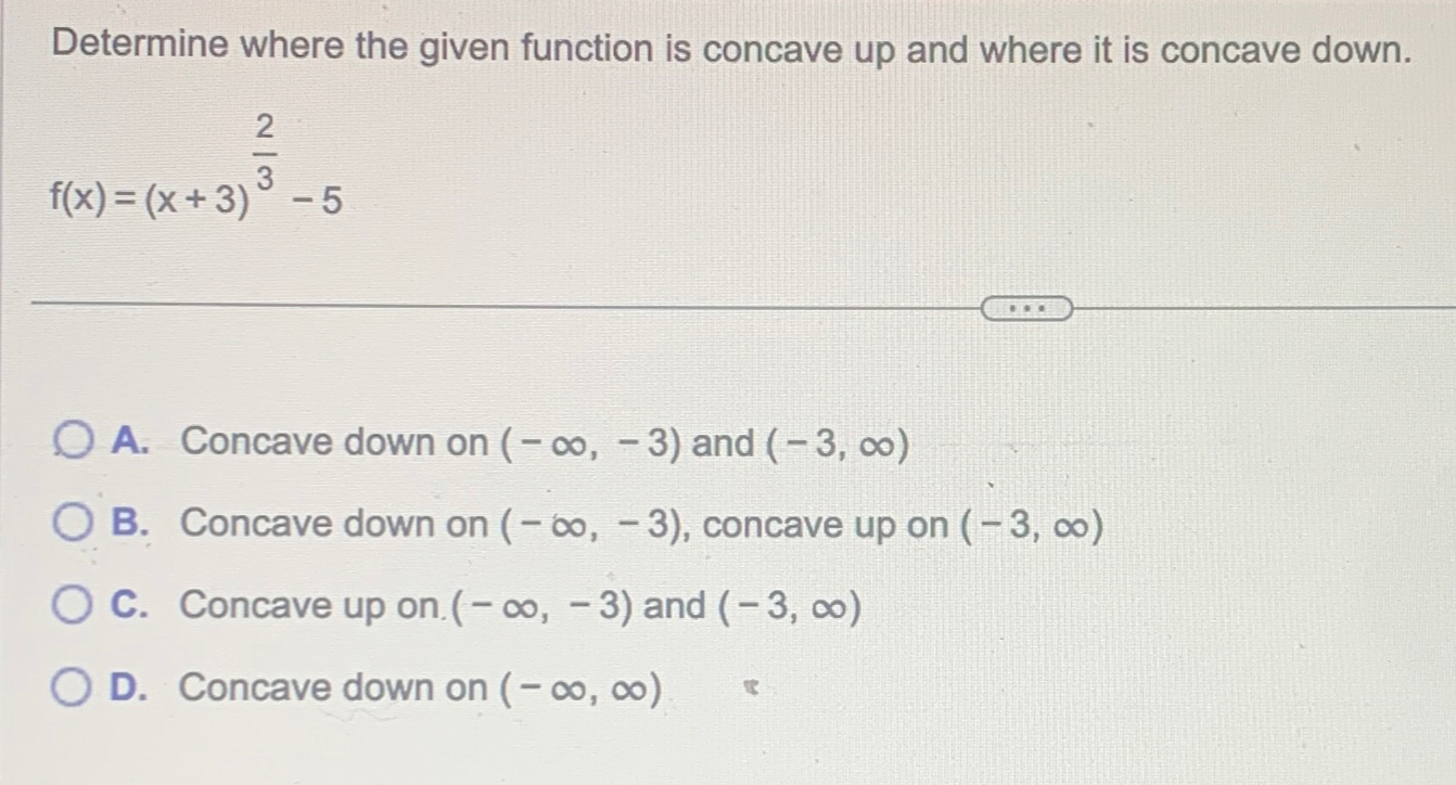 Solved Determine where the given function is concave up and | Chegg.com