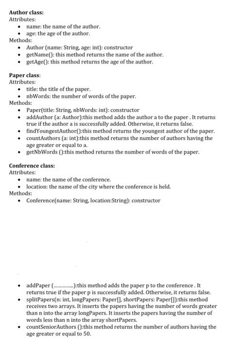 Ex moniont.Paper class: Attributes: - title: the | Chegg.com