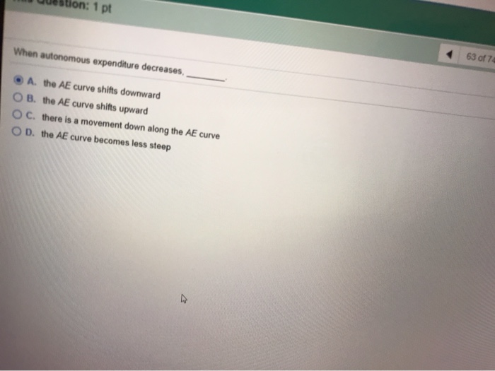 Solved wuestion: 1 pt When autonomous expenditure decreases, | Chegg.com