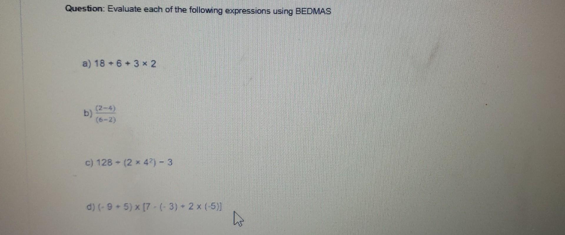 Solved Question: Evaluate Each Of The Following Expressions | Chegg.com