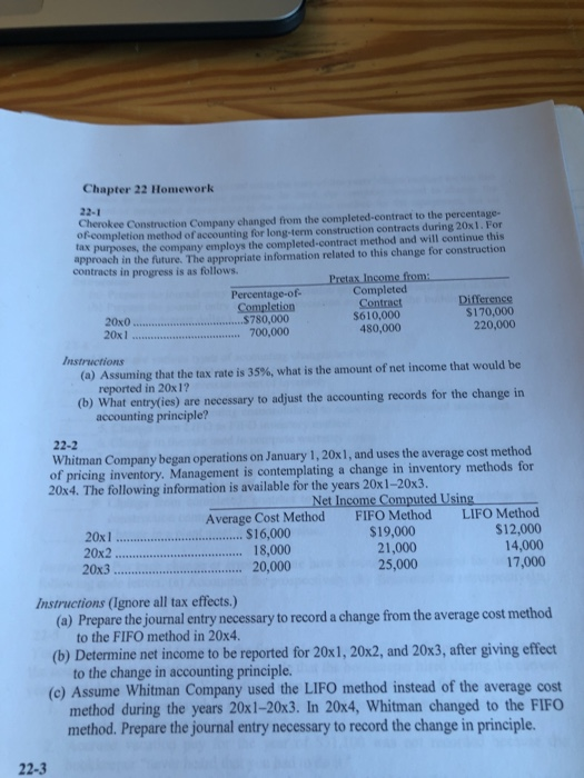 Solved chapter 22 homework cherokee construction company chegg