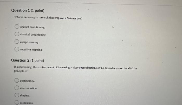 Solved What is occurring in research that employs a Skinner | Chegg.com