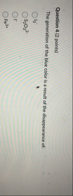 Solved Question 4 (2 ﻿points)The generation of the blue | Chegg.com