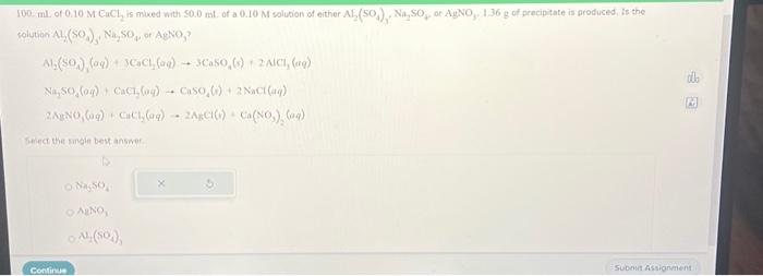 Solved 100.mL Of 0.10MCaCl2 Is Mixed With 50.0 ML. Of A | Chegg.com