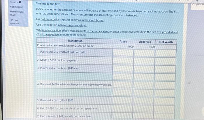 Solved Take me to the text Indicate whether the account | Chegg.com