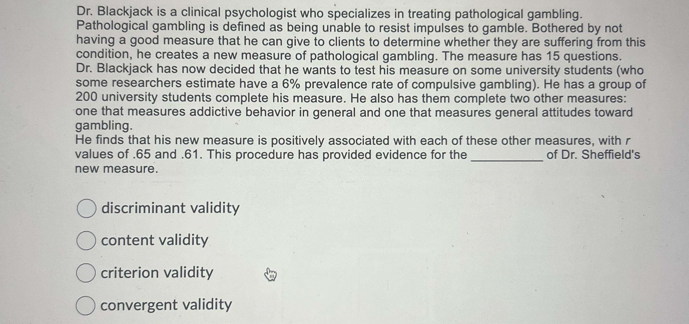 Solved Dr. ﻿Blackjack is a clinical psychologist who