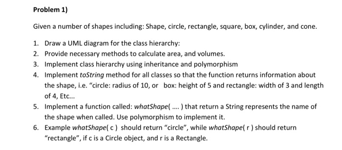 Given Number Shape Math Problem Solved Problem 1) Given a number of shapes including: Shape, | Chegg.com
