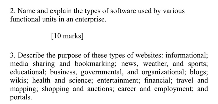 Solved 2. Name and explain the types of software used by | Chegg.com