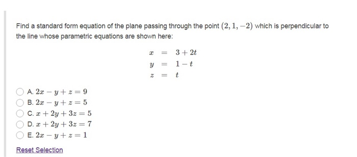 Solved Find a standard form equation of the plane passing | Chegg.com