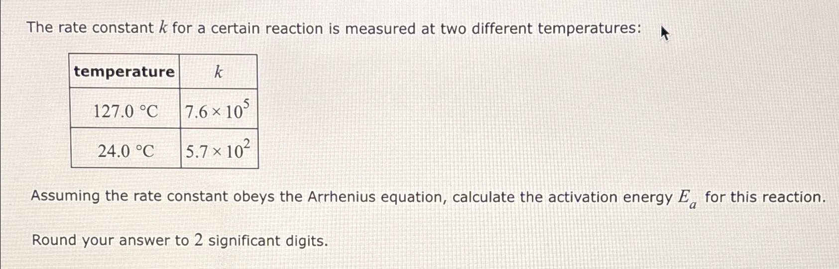 Solved The rate constant k ﻿for a certain reaction is | Chegg.com