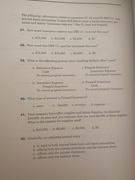Solved The following information relates to questions 37, | Chegg.com