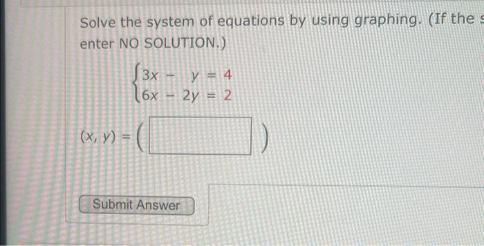 Solved Solve the system of equations by using graphing. (If | Chegg.com