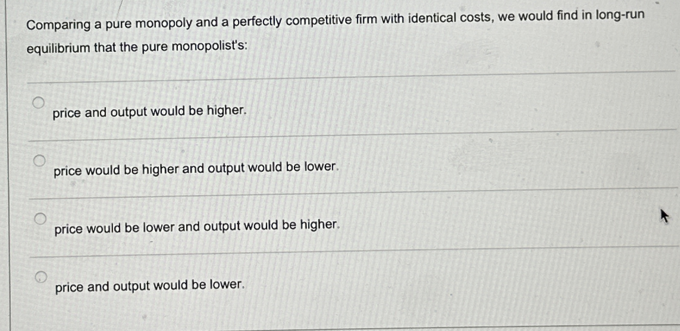 Solved Comparing a pure monopoly and a perfectly competitive | Chegg.com