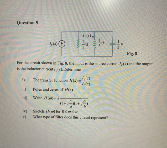 Solved Question 9 11(5) 10 . H + For the circuit shown in | Chegg.com