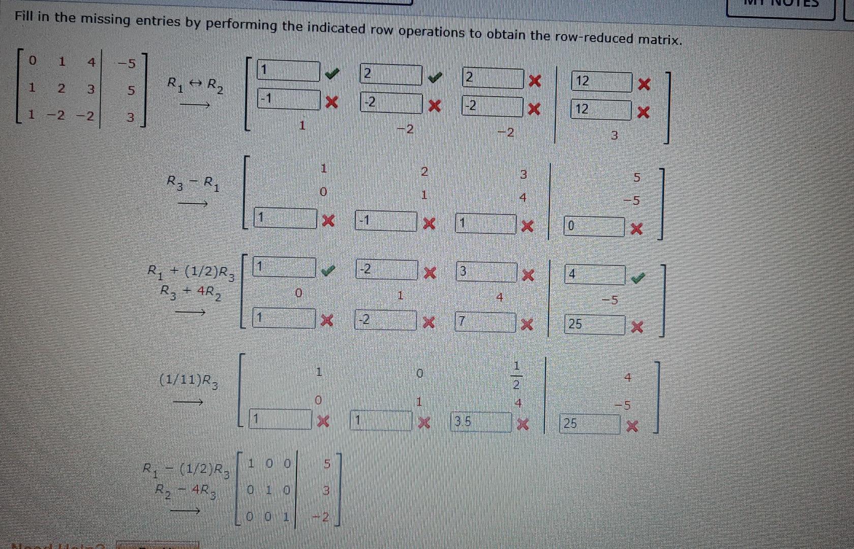 Solved Fill in the missing entries by performing the | Chegg.com
