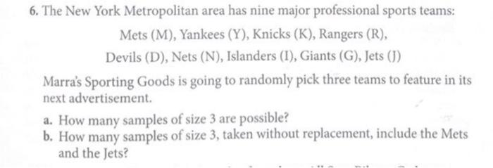 Solved 6. The New York Metropolitan area has nine major