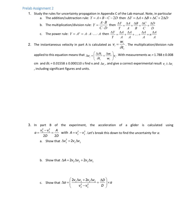 Solved Prelab Assignment 2 1 Study The Rules For Uncerta Chegg Com